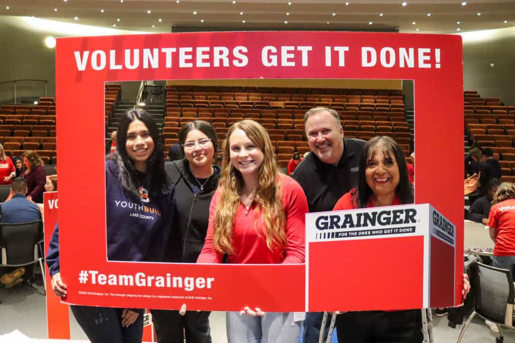 making blankets for the homeless with grainger